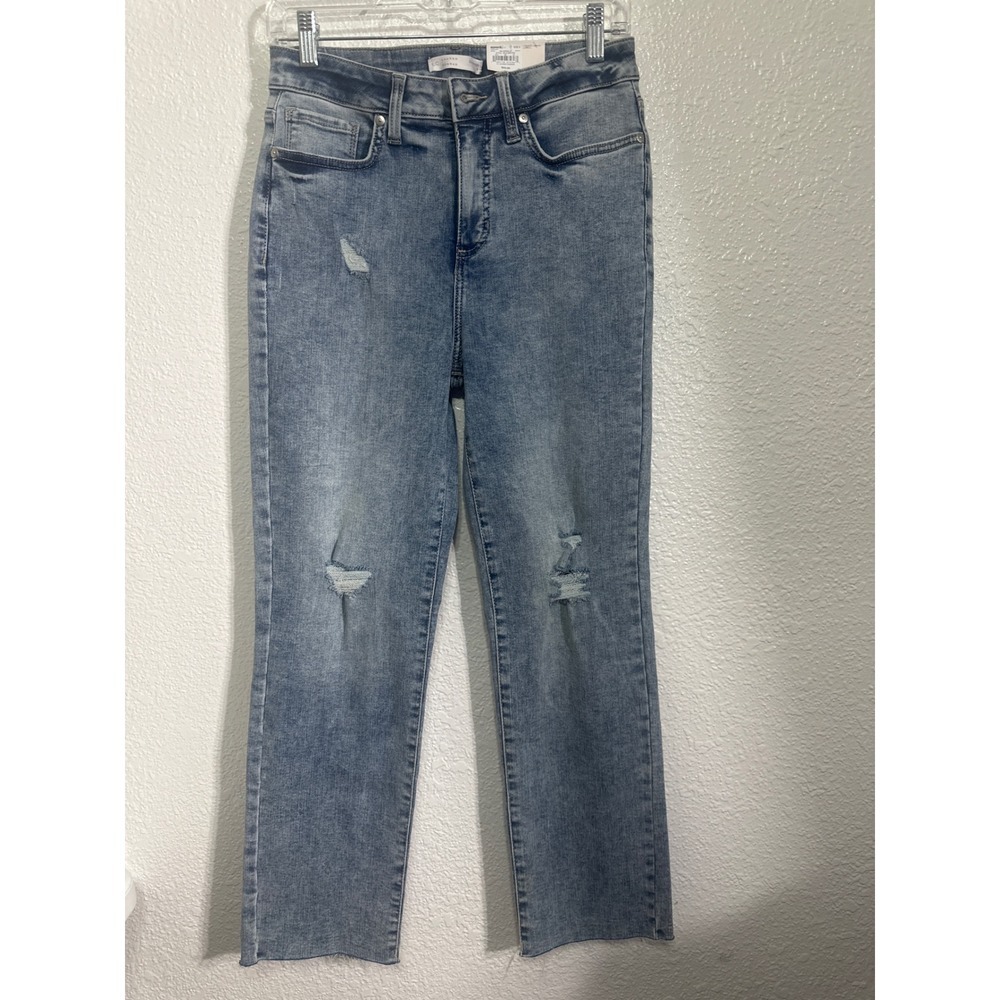 NWT Lauren Conrad Slim Straight Distressed High Rise Jeans Light Wash Size 6 NEW